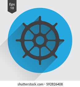 Rudder Flat Icon. Simple Sign Of Wheel Boat. Vector Illustrated Symbol