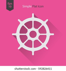 Rudder Flat Icon. Simple Sign Of Wheel Boat. Vector Illustrated Symbol