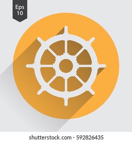 Rudder Flat Icon. Simple Sign Of Wheel Boat. Vector Illustrated Symbol