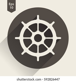 Rudder Flat Icon. Simple Sign Of Wheel Boat. Vector Illustrated Symbol