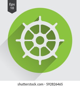 Rudder Flat Icon. Simple Sign Of Wheel Boat. Vector Illustrated Symbol