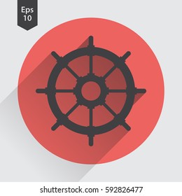 Rudder Flat Icon. Simple Sign Of Wheel Boat. Vector Illustrated Symbol