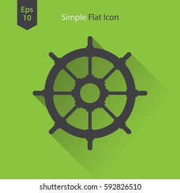 Rudder Flat Icon. Simple Sign Of Wheel Boat. Vector Illustrated Symbol