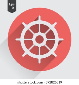 Rudder Flat Icon. Simple Sign Of Wheel Boat. Vector Illustrated Symbol