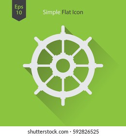 Rudder Flat Icon. Simple Sign Of Wheel Boat. Vector Illustrated Symbol