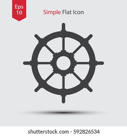 Rudder Flat Icon. Simple Sign Of Wheel Boat. Vector Illustrated Symbol