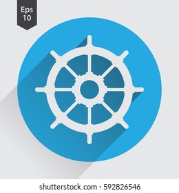 Rudder Flat Icon. Simple Sign Of Wheel Boat. Vector Illustrated Symbol