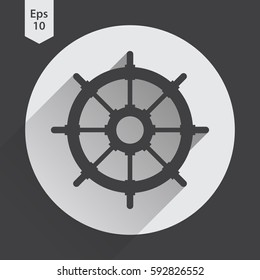Rudder Flat Icon. Simple Sign Of Wheel Boat. Vector Illustrated Symbol