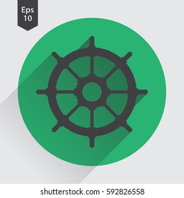 Rudder Flat Icon. Simple Sign Of Wheel Boat. Vector Illustrated Symbol