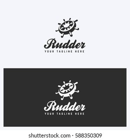 Rudder, Helm Logo Design Template. Sailing, Nautical Theme. Simple and Clean Style. Black and White Colors. Vector.