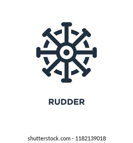 Rudder icon. Black filled vector illustration. Rudder symbol on white background. Can be used in web and mobile.