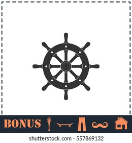 Rudder icon flat. Simple vector symbol and bonus icon
