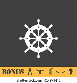 Rudder icon flat. Simple vector symbol and bonus icon