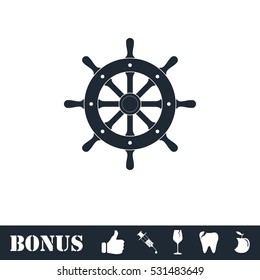 Rudder icon flat. Vector illustration symbol and bonus pictogram