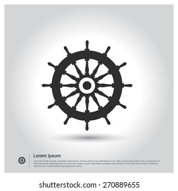Rudder Icon, ship steering wheel. Vector illustration for web, site, mobile application. Simple flat metro design style. Outline Icon. Flat design style