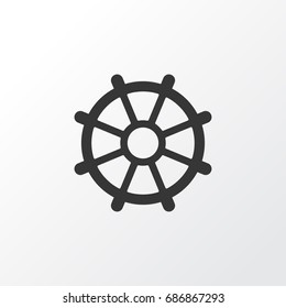 Rudder Icon Symbol. Premium Quality Isolated Boat Helm Element In Trendy Style.