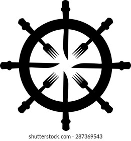 Rudder. A logo for a seafood restaurant 