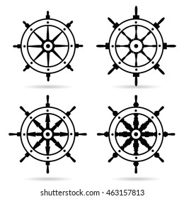 rudder navigate in black color set illustration on white background