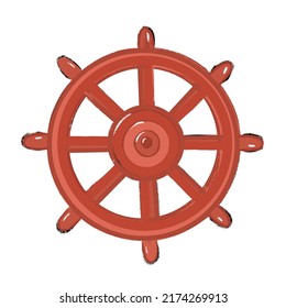 Сaptain's rudder on white  isolated background. Vector illustration