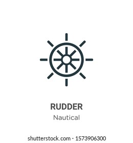 Rudder outline vector icon. Thin line black rudder icon, flat vector simple element illustration from editable nautical concept isolated on white background