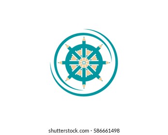 Rudder and pencil vector icon