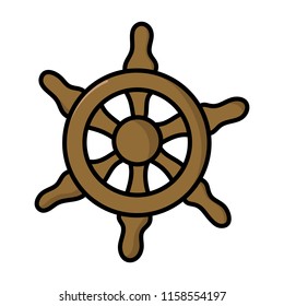 Rudder. Ship steering wheel. Hand drawn illustration vector.