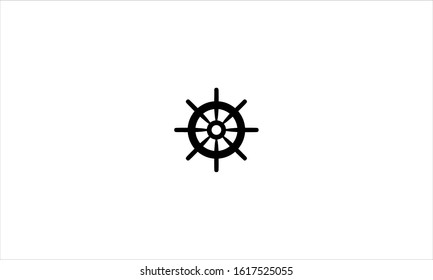 Rudder steering wheel fro navigation in flat minimal logo design icon