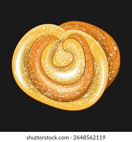 Bolinho com açúcar em pó. Fundo preto. Ilustração vetorial
