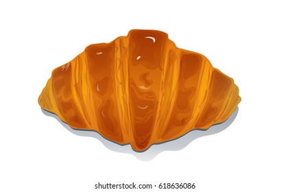 Ruddy french croissant on white background