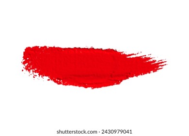 ruddy Paint brush stroke oil color. Art draw red brush isolated on white background.