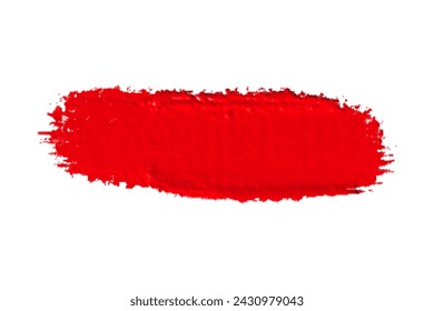 ruddy Paint brush stroke oil color. Art draw red brush isolated on white background.