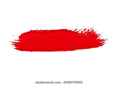 ruddy Paint brush stroke oil color. Art draw red brush isolated on white background.