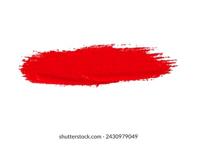 ruddy Paint brush stroke oil color. Art draw red brush isolated on white background.