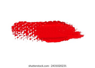 ruddy Paint brush stroke oil color. Art draw red brush isolated on white background.