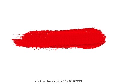 ruddy Paint brush stroke oil color. Art draw red brush isolated on white background.