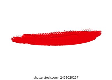 ruddy Paint brush stroke oil color. Art draw red brush isolated on white background.