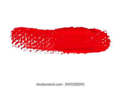 ruddy Paint brush stroke oil color. Art draw red brush isolated on white background.