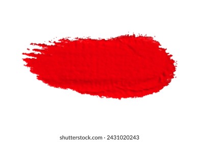 ruddy Paint brush stroke oil color. Art draw red brush isolated on white background.