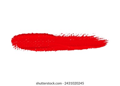 ruddy Paint brush stroke oil color. Art draw red brush isolated on white background.