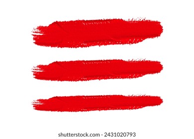 ruddy Paint brush stroke oil color. Art draw red brush isolated on white background.