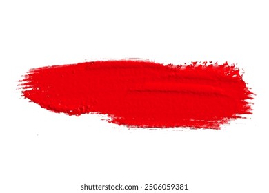 ruddy Paint brush stroke oil color. Art draw red brush isolated on white background