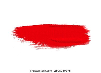 ruddy Paint brush stroke oil color. Art draw red brush isolated on white background