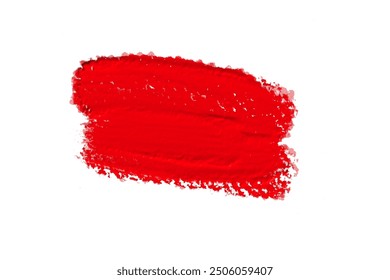 ruddy Paint brush stroke oil color. Art draw red brush isolated on white background