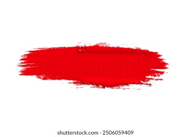 ruddy Paint brush stroke oil color. Art draw red brush isolated on white background