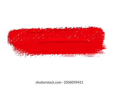 ruddy Paint brush stroke oil color. Art draw red brush isolated on white background