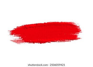 ruddy Paint brush stroke oil color. Art draw red brush isolated on white background