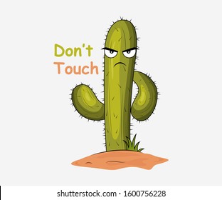 Rude and Angry Cactus Clipart - Vector