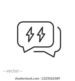 rude answer icon, flash message, bad feedback, thin line symbol - editable stroke vector illustration