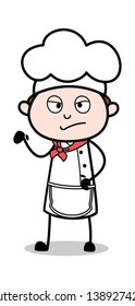 Rude Behavior - Cartoon Waiter Male Chef Vector Illustration