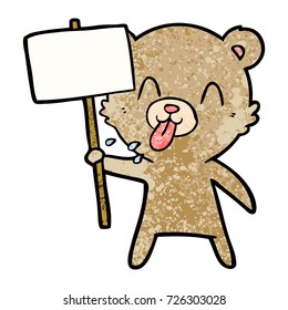 rude cartoon bear with protest sign